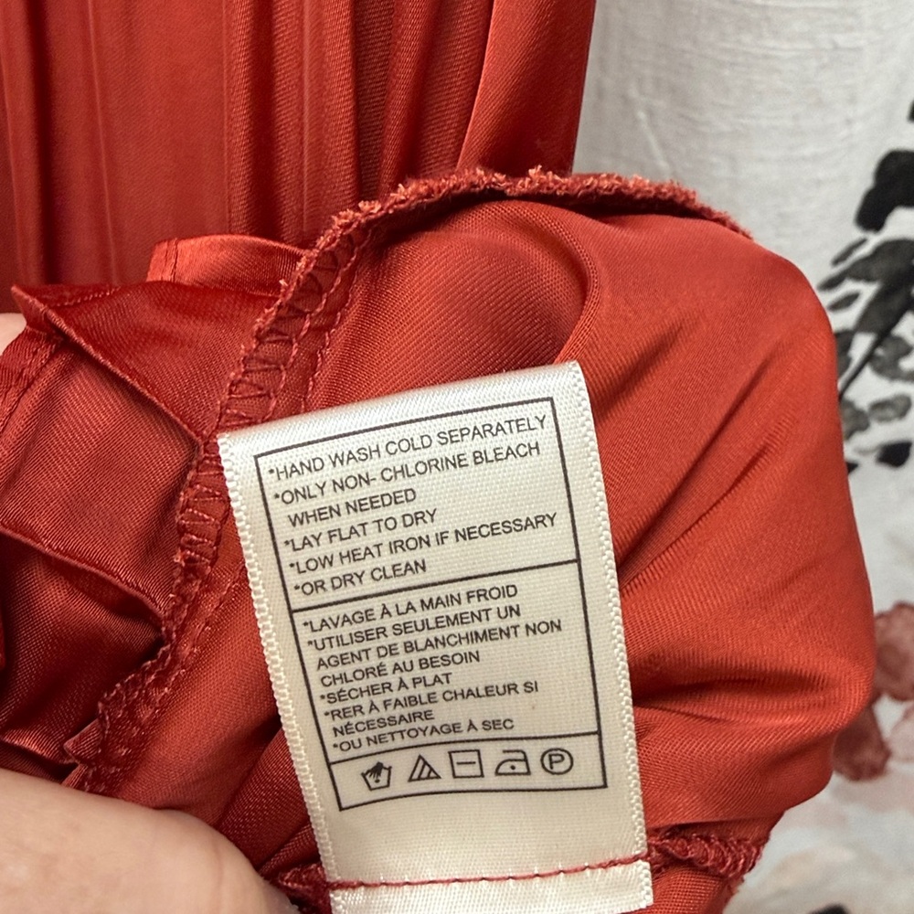 Steve Madden “Verona” Pleated Trim Rust/Terracotta Fit-&-Flare Dress. Size XS. - Picture 12 of 13